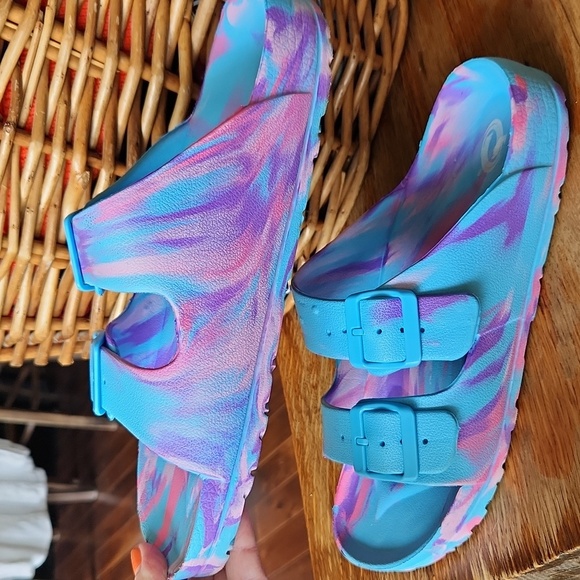 Multi Color Swirl Slides Sandals Size 10 - Picture 7 of 10